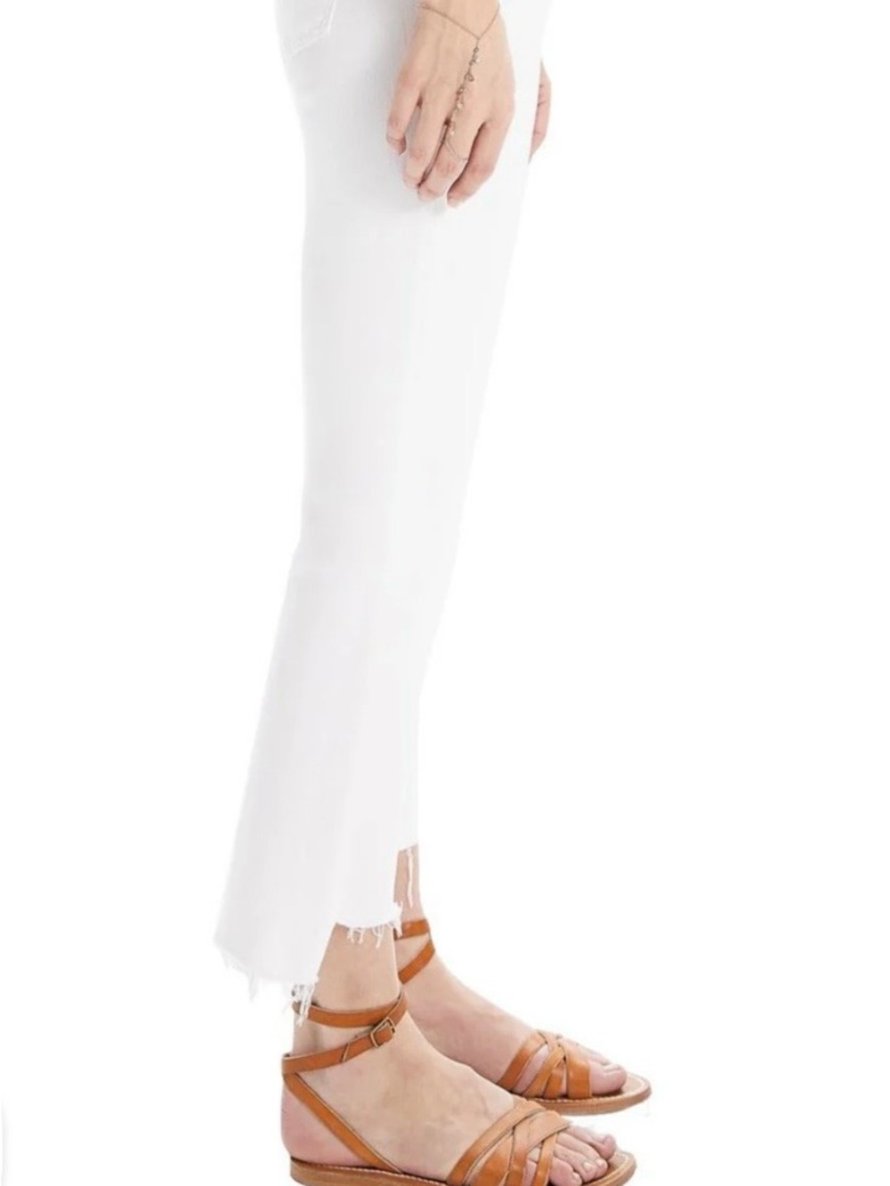 MOTHER Insider Crop Step Jeans with Raw Hem in Cream Puffs Size 28